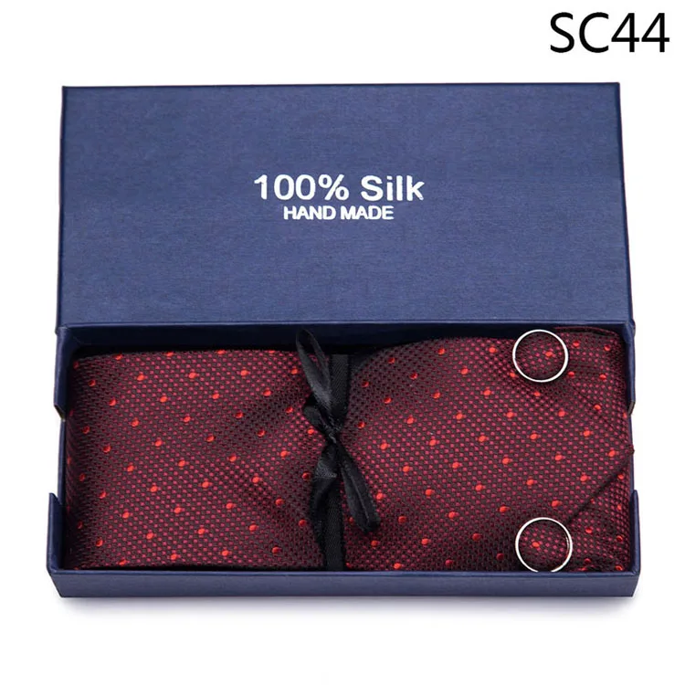 Подарочная упаковка мужской брендовый Роскошный Галстук Свадебный квадратный Карманный мужской галстук шелковый галстук набор запонки платок
