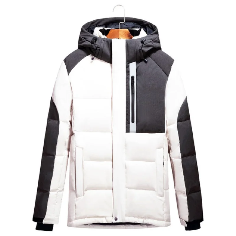 

Mens Hooded Duck Down Jackets Man Patchwork Thick Winter Down Coats Male Fashion High Quality Overcoats Keep Warm Outerwear 8006