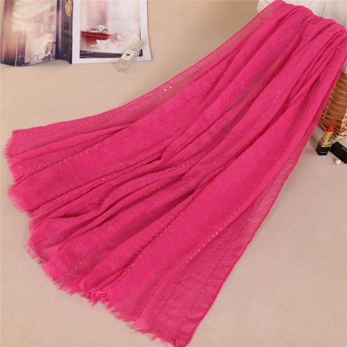 Плотная сплошной цвет шали Женщины shimmer шарф длинный размер стиль