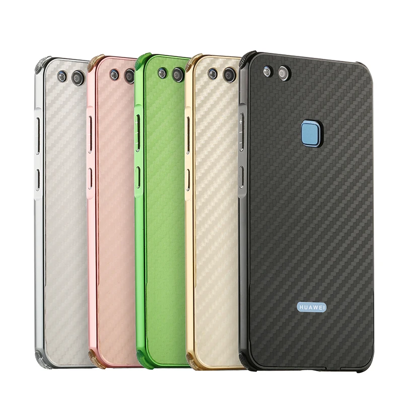 

For Huawei P10 Lite Case Aluminum Metal Frame+Carbon Fiber Hard Cover Case for Huawei G10 P 10 Lite Shockproof Phone Shell