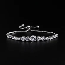 baiduqiandu Cubic Zirconia Jewelry Silver / Gold Color Round Clear CZ Crystal Bridal or Bridesmaid Bracelets