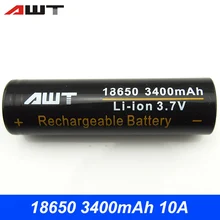18650 Battery AWT 3 7V Li ion Rechargeable Battery 18650 3400mAh for 18650 Flashlight VS Li