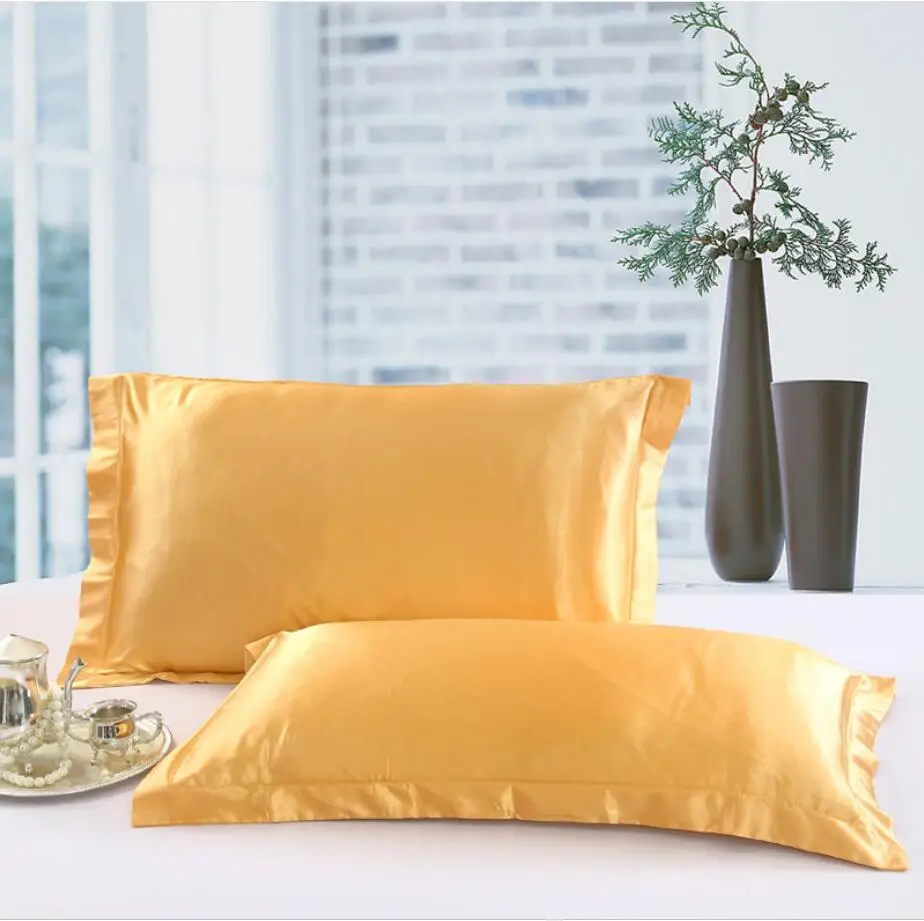 

Pure Color Imitated Silk Pillow Shams Soft Smooth Gold/Leopard Pillow case 48x74 cm Rectangle Envelope Pillow Cover Home Textile