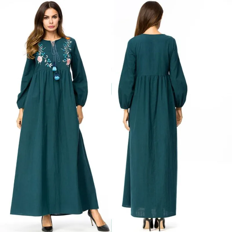 

Muslim Dress Gown Moroccan Kaftan Dubai Arabic Abaya Embroidery Islamic Clothing Bangladesh Turkey Vestidos UAE Prayer Dress 4XL