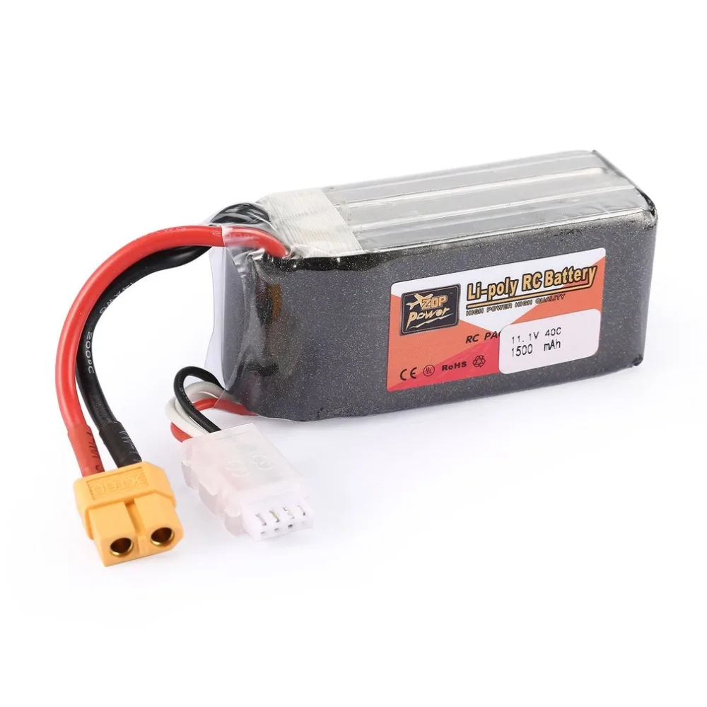 ZOP Мощность 11,1 V 1500 mAh 40C 3 S 3S1P Lipo Батарея XT60 Plug Перезаряжаемые для RC гоночный Drone вертолета лодки автомобиля Модель