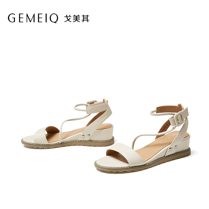 

GEMEIQ 2019 summer new product Summer with open-toed sandals Thick bottom slope and college comfortable casual women's shoes