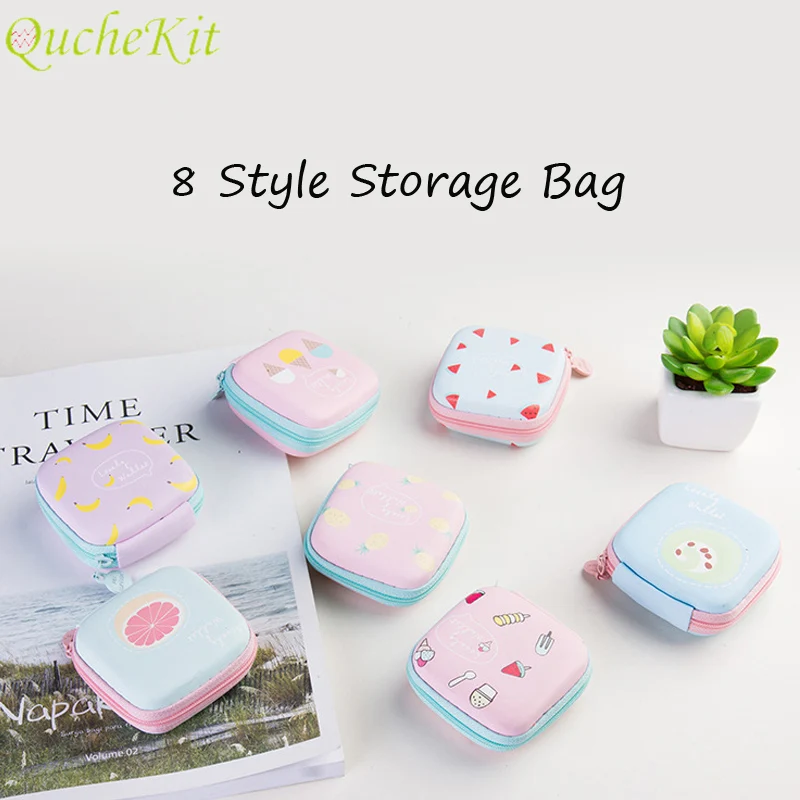 

Cartoon Headphone Data Cable Protective Storage Box Mini Coin Purse Pouch Zip Case Portable Digital Storage Bag Case Container