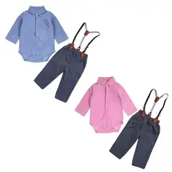 2 шт. для новорожденных Обувь для мальчиков модные Костюмы комплект Весна Детские удобные комплект одежды с длинными рукавами карман