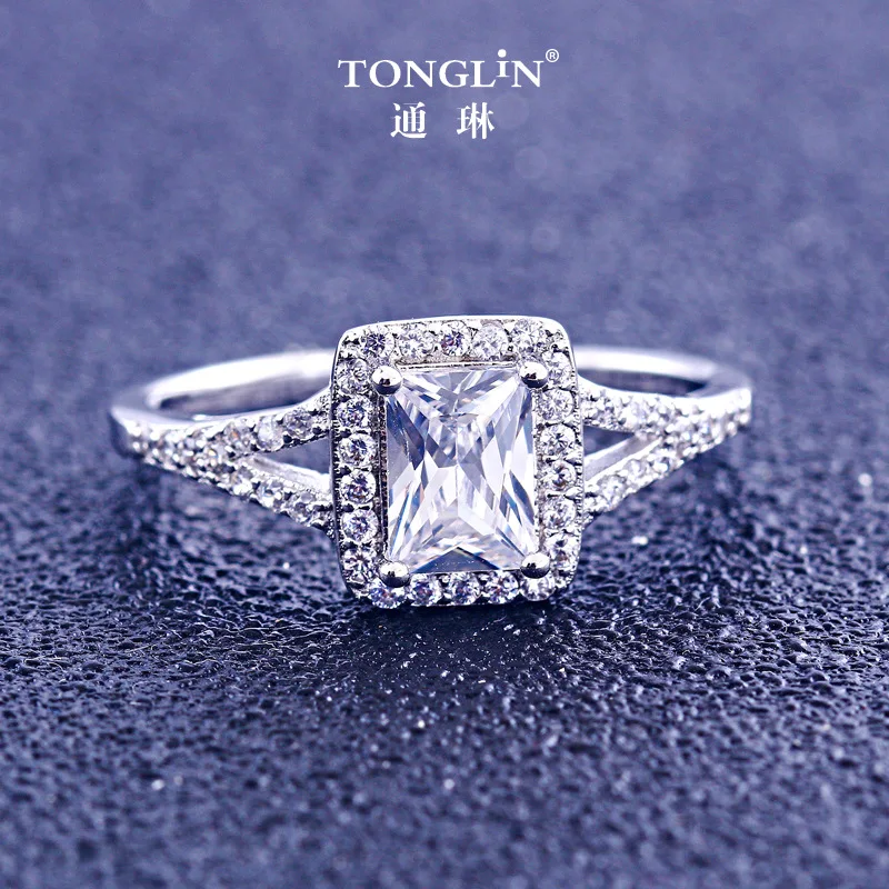 Женское Обручальное Кольцо TONGLiN из настоящего стерлингового серебра 925 пробы