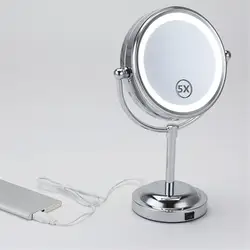 ZD Новая мода 6 дюйм(ов) светодиодный свет Макияж зеркало настольное Double Side макияж зеркало 5x Для женщин Красота инструмент Эспехо de Mano xn144m