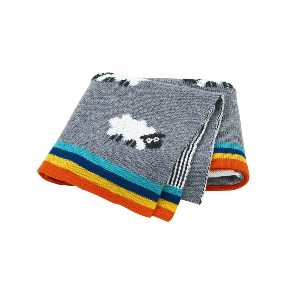 Baby Blankets Knitted Swaddle Wrap Cute Cartoon Infant Baby Stroller Covers Play Mats Sleepsack 95*75cm Toddler Kids Quilts Soft