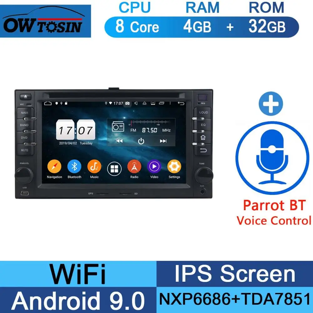 6" IPS 8Core 4G+64G ROM Android 9.0 Car DVD Player For Kia CEED Cerato Carens Carnival Lotze Morning Rio Optima DSP Multimedia - Цвет: 32G Parrot BT