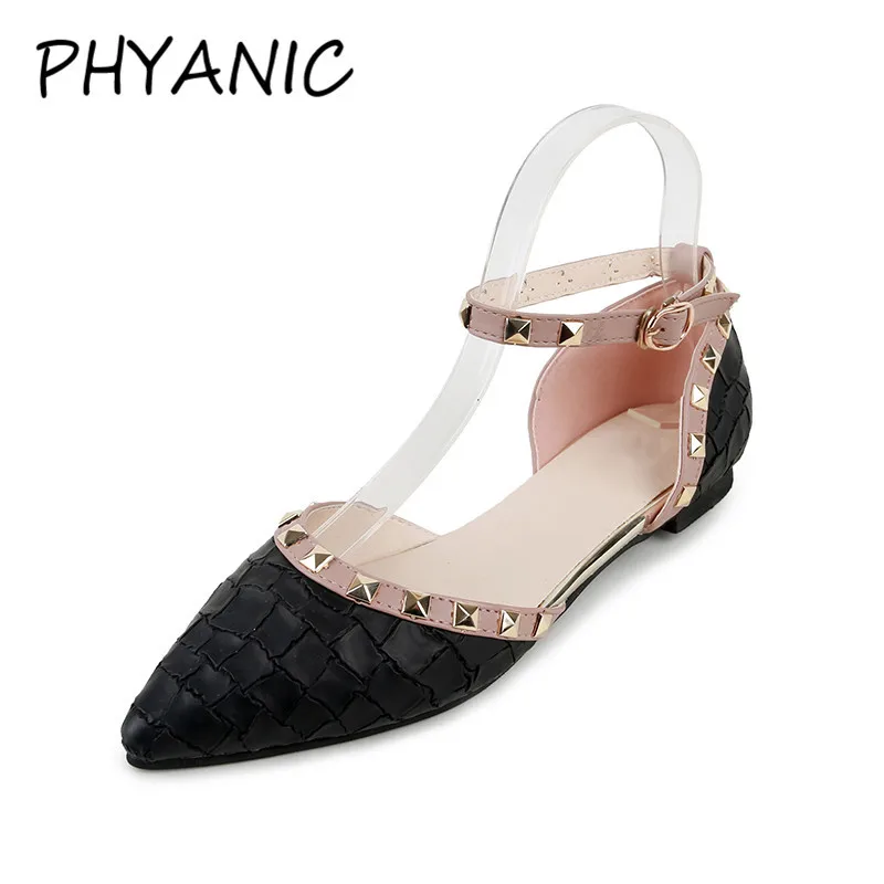 

PHYANIC 2018 Women Sandals New Summer Gladiator Rivets Pointed Toe Sandals Flip Flops Shoes Flat Sandals Sandalias Mujer PHY3315