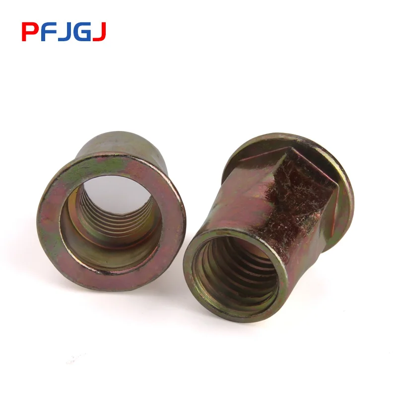 

Peng Fa M4-M12 Colored/galvanized flat head semi-hexagonal riveting nut hexagonal riveting nut hexagonal pulling cap