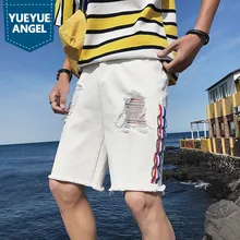 Большие размеры 5XL джинсы мужские летние корейская мода рваная уличная одежда повседневные шорты рваные тонкие брюки до колена