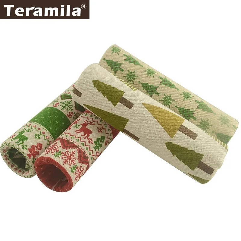 Teramila Merry Christmas Стиль Хлопок Лен Ткань Telas Ankara 4 шт. 45x45 см холст Tissu шитье DIY патчи Подушка занавеска сумка