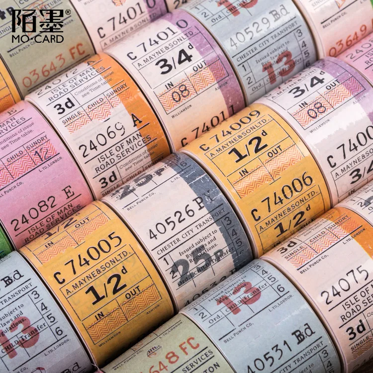 

1Roll Retro Washi Tape British Ticket Series Japanese Writing Sticker Masking Tape Scrapbooking Diy Album Bullet Decorative Tape