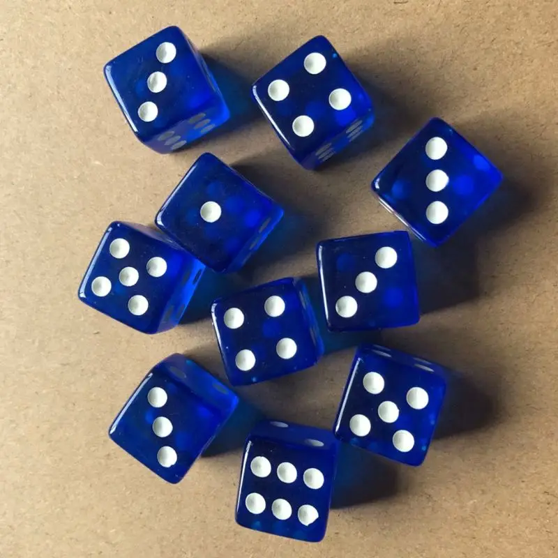 Шесть игральных кубиков для ролевых игр D6 прозрачные питьевые Прямые Вечерние инструменты акриловые вечеринки, 10 шт