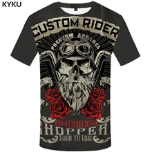 Marca KYKU, camiseta de moto, camiseta Punk, camisetas de caballero, camiseta 3d, camiseta de hombre informal Rock Vintage Hip Hop, camiseta de verano, ropa para hombre