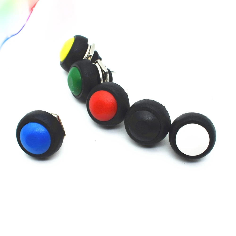 

6Pcs 12mm 3A/125V 1A/250V Waterproof Momentary Push button Switch OFF-(ON) Self Return 6Color