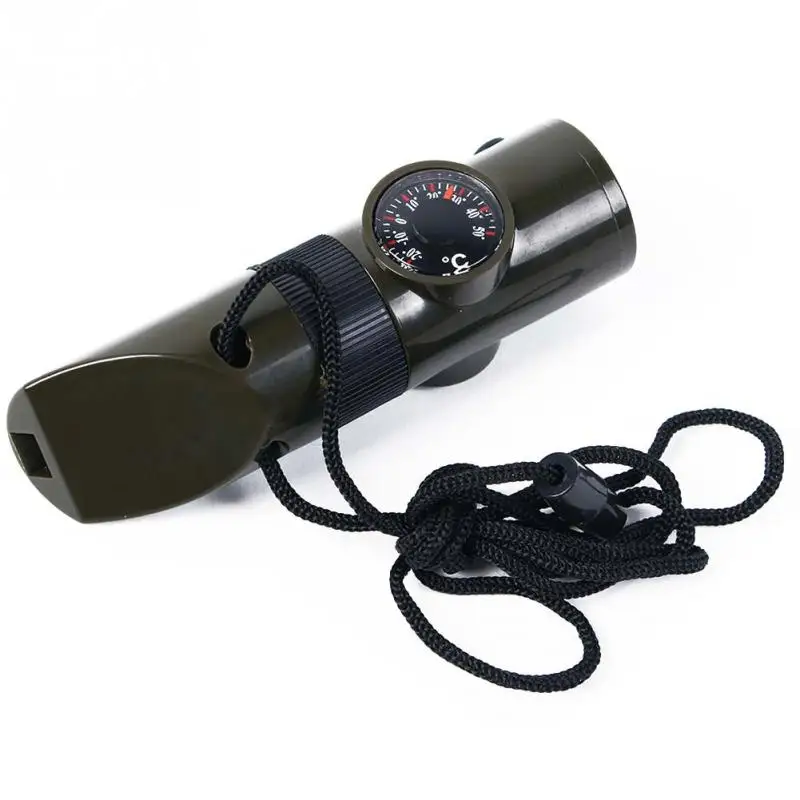 

7 in 1 Mltifunctional Whistle Thermometer Compass Magnifier Camping Whistle For Outdoor Survival Emergency Articles