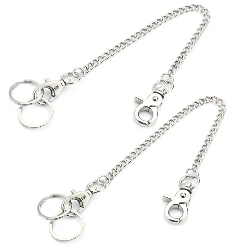 

30cm Long Metal Wallet Belt Trousers Hipster Pants Chain Jean Key Chain Silver Ring Clip Key ring Women's Jewelry Keychain