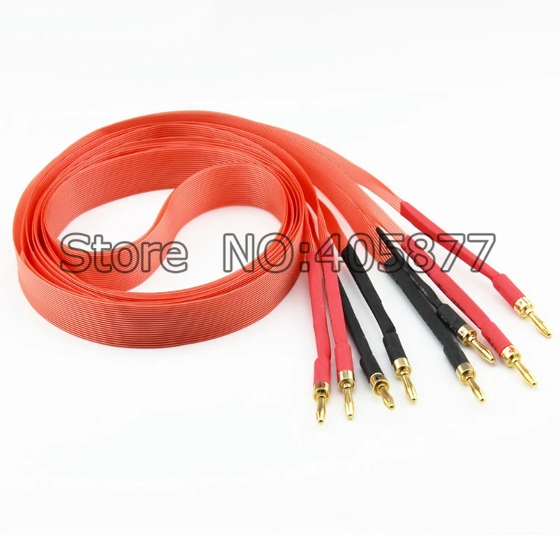 

Pair Nordost Hi-End Red Dawn Telfon Audio Speaker Cable 2.5m 3m Gold plated banana plug spade plug
