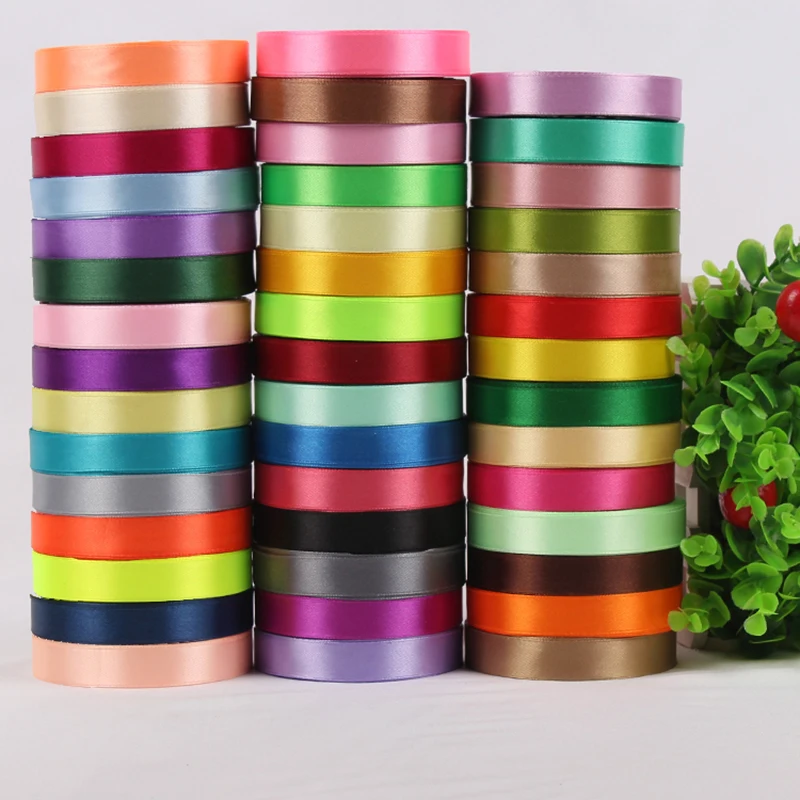 

220Meters 10 Rolls 1.5cm Satin Ribbon Silk Organza Polyester Ribbon Party Wedding Invitation Card Wrapping DIY Material Supplies