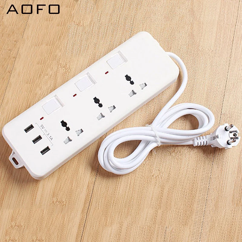 Steckdosenleiste mit USB 4 Smart USB (5V 3.4A 17W) Laden Max 2.4A mit Schalter 6.5ft (2M) Netzkabel bis zu 2500W / 240V / 10A