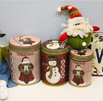 

Free shipping!3pc/set Snowman Style Tin storage case Round shape Iron container Metal storage box Candy can Christmas Gift Box