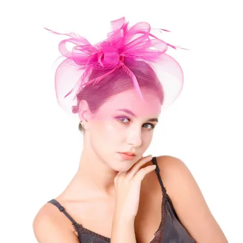 

Nylon Tulle Loops Hair Fascinators Hair Clips Elegant Bridal Mesh Wedding Headwear Feathers Women's Fascinator White Party Hats