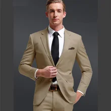 Лучший хаки джентльменский стиль бизнес две кнопки костюмы(куртка+ брюки+ жилет+ галстук)/Жених Смокинги друзей жениха мужской свадебный костюм