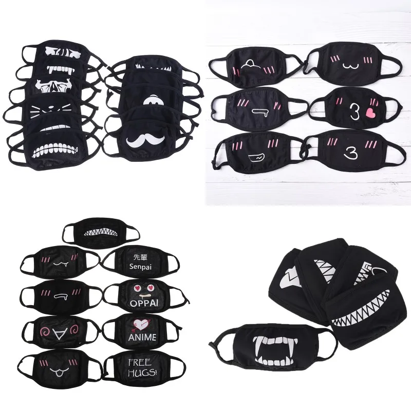 

1PCS Anime Cartoon Black Anti-Dust Cotton Mask Teeth Women Men Muffle Face Mouth Masks Cotton Dustproof Mouth Face Masks