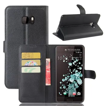 

30pcs/lot Lichi grain wallet PU Leather stand+TPU Cover Case with card slot for HTC U Play / U11/Ocean Note U Ultra /One X10