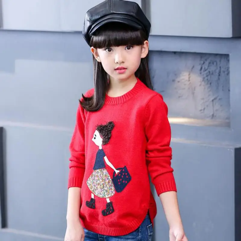 

Kids Sweater 2017 Autumn Winter Girls Cotton Children Cartoon Pullover O-neck Casual Warm Long Sleeve Kids Clothes 11 12 13 14 T