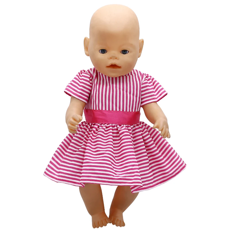 Baby Doll Accessories Red Striped Princess Skirt Clothes Fit 43cm Baby