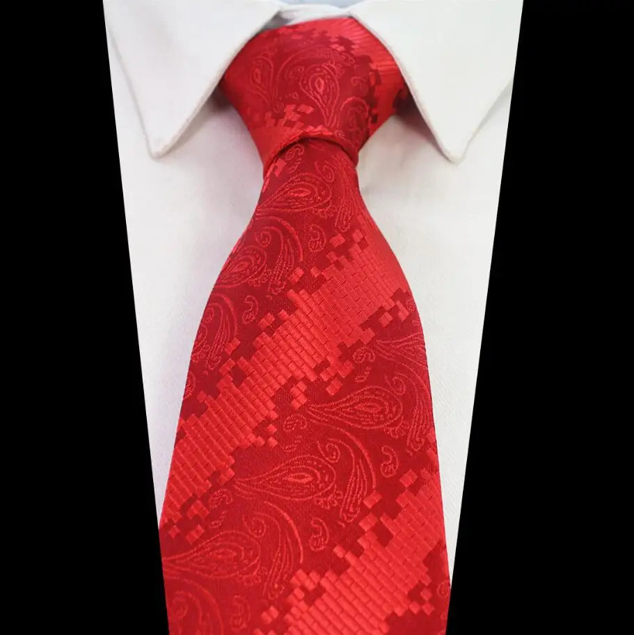 Ricnais дизайн 8 см мужские галстуки Пейсли в клетку шёлковый жаккард тканый галстук для шеи цветочные галстуки для мужчин костюм бизнес Свадебный галстук - Цвет: 40