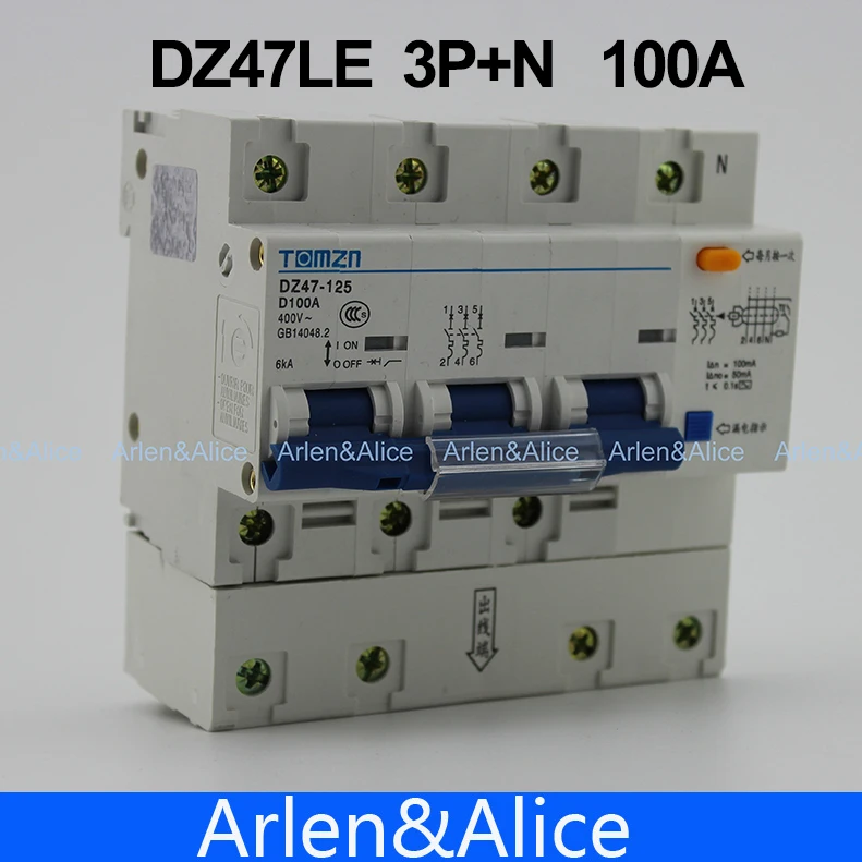DZ47LE 3P + N 100A D Тип 400V ~ 50 HZ/60 HZ автоматический выключатель остаточного тока с защитой