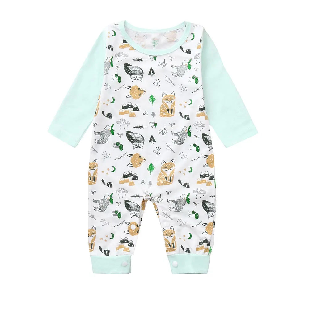 

Newborn Spring 2019 Baby Girl Boy Clothes Casual Long Sleeve Patchwork Cartoon Print Baby Rompers Baby Onesie Baby Girl Costume