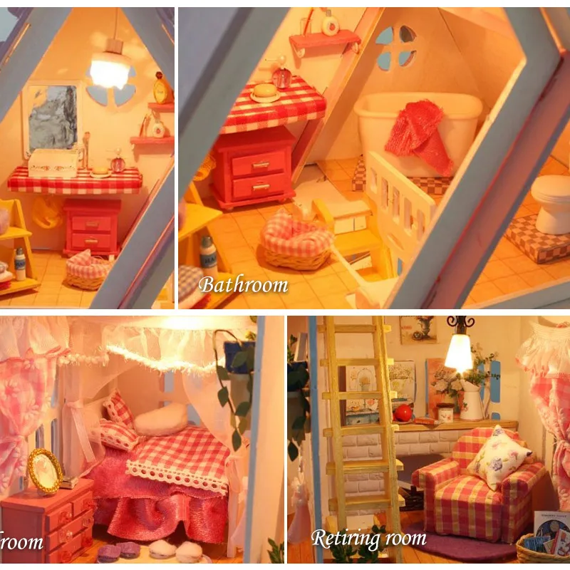 Солнечный свет Алиса DIY Деревянные 3D огни миниатюрный кукольный домик мебель головоломка комплект мой маленький домик игрушки для детей рождественские подарки