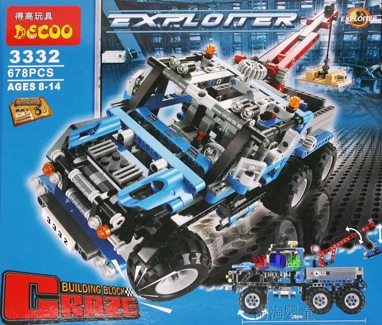 

DECOOL 3332 LARGE 678Pcs Exploiture Crane model Enlighten Plastic building blocks sets educational toys compatiable with bricks