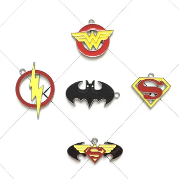 

Lot 500Pcs anime avengers Flash Wonder woman logo mix Necklace Key chain Metal Charm Pendants Jewelry Making