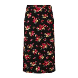 Цветочная юбка-карандаш с принтом, официальная дамская юбка-бодикорн, плюс размер, сплит-миди юбка Лето Юбка warp на молнии, Корейская