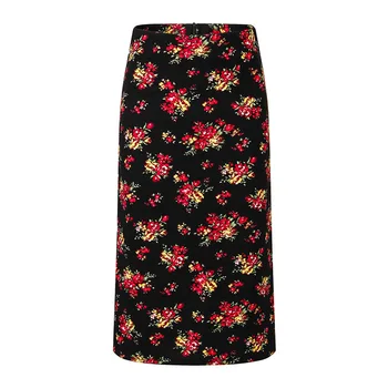 

Flower Print Pencil Skirt Official Lady Bodycorn Skirt Plus Size Split Midi Skirt Summer Warp Skirt Zipper Korean Vintage Sexy