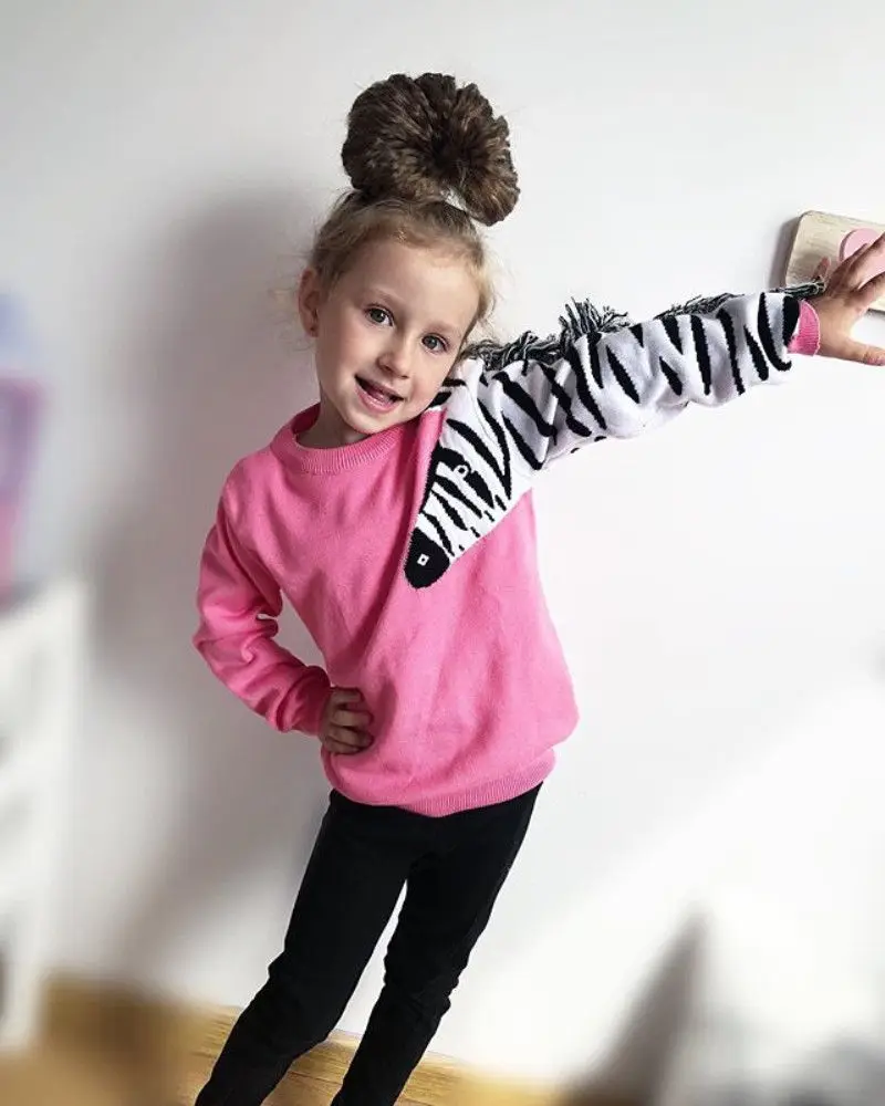 Infant Baby Girl Zebra Tassel Top Long Sleeve Tee Shirt Sweatshirt Clothes
