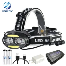 Super bright LED headlamp 4 x T6 + 2 x COB + 2 x Red LED waterproof led headlight 7 lighting modes with batteries charger sipids s10 1 led white 2 led red 2 mode headlamp black fluorescent green 3 x aaa
