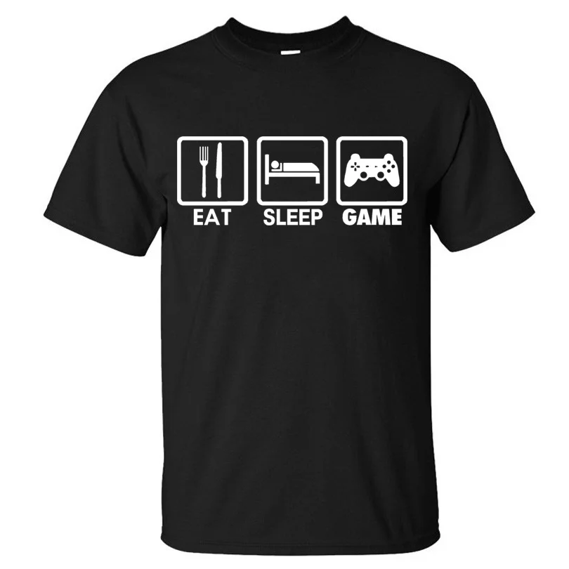 New Fashion Eat Sleep Game XBOX Gamer Funny T-shirt Men Humor Casual Printed College Mens Short Sleeve T Shirt Tshirt