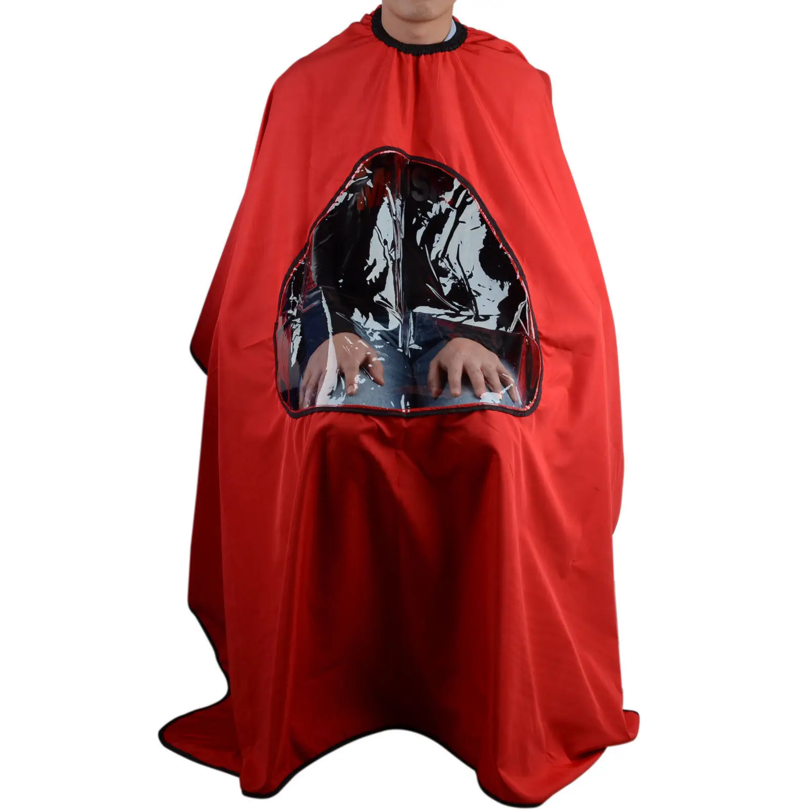 

Pro Salon Barber Hair Cutting Gown Cape With Viewing Transparent Window Hairdresser Apron Funny Novelty Stole