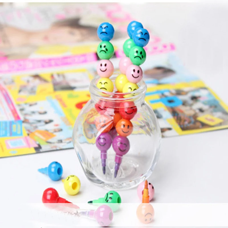 

7 Colors Cute Stacker Swap Face Crayons Children Drawing Gift