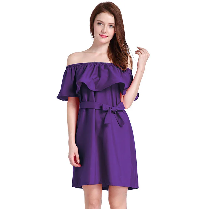 Ahamgen Ruffles Slash Neck Women Dress Summer Style Off Shoulder Sexy Dresses Vestidos White Tube Beach Dress Cotton09